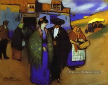 Un couple espagnol devant un cubiste d’auberge 1900 Pablo Picasso Peinture à l'huile